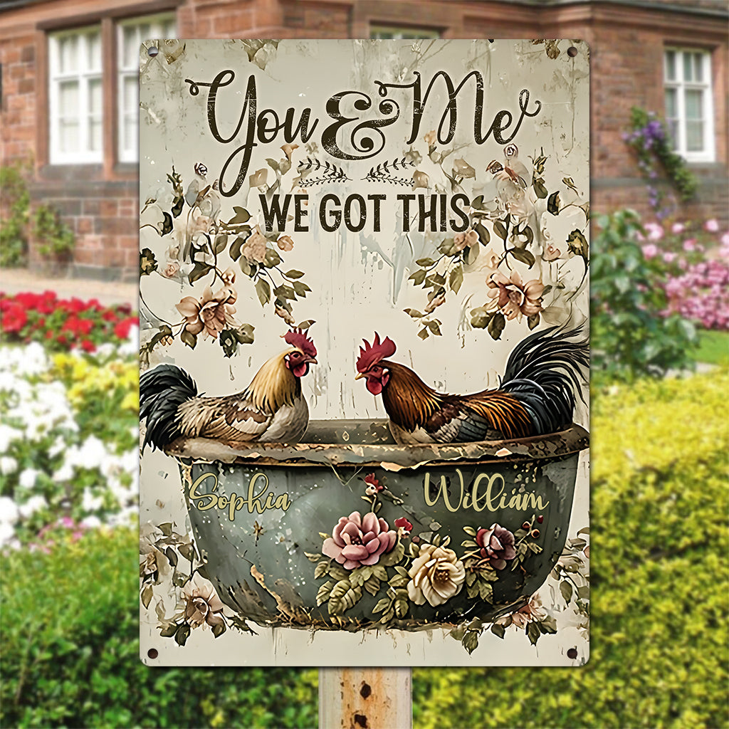 Chicken Couple You And Me - Personalized Chicken Rectangle Metal Sign