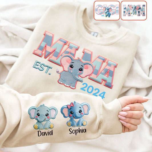Mama Elefant - Personalisiertes Mutter-Shirt