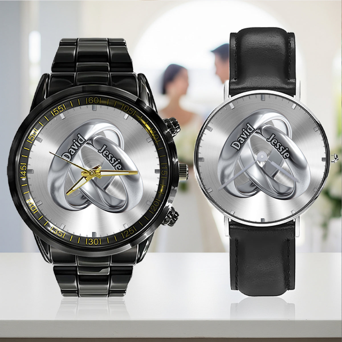 Time Of Love – Personalisiertes Paar-Handuhren-Set