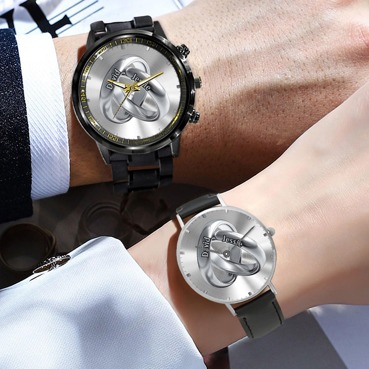 Time Of Love – Personalisiertes Paar-Handuhren-Set