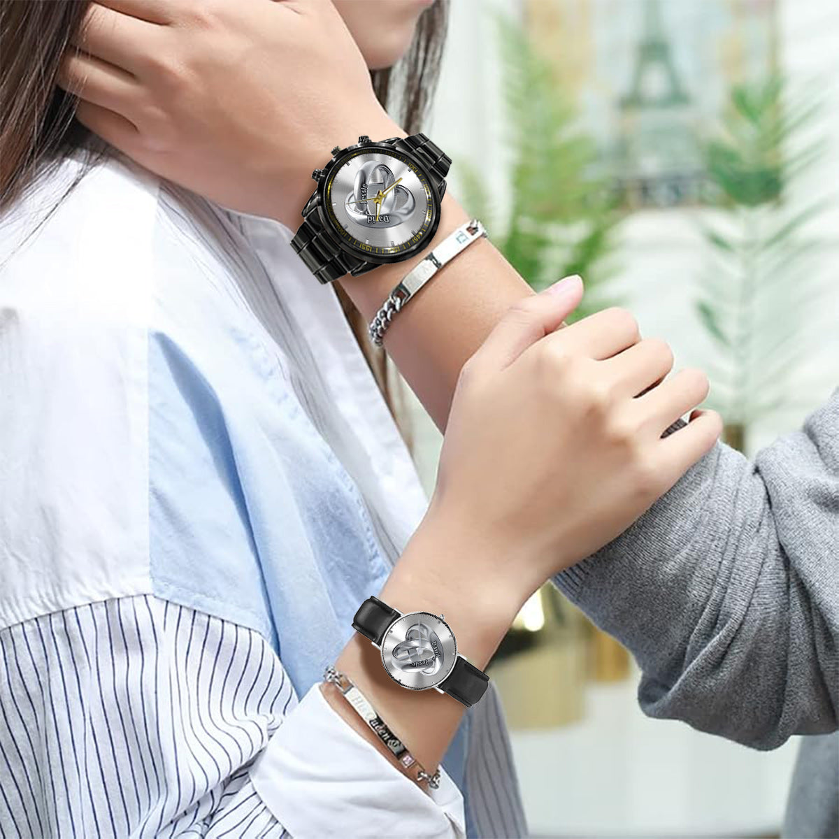 Time Of Love – Personalisiertes Paar-Handuhren-Set