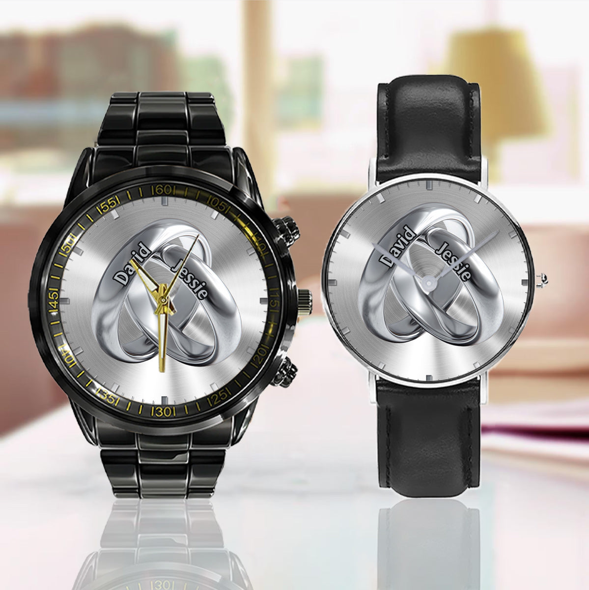 Time Of Love – Personalisiertes Paar-Handuhren-Set