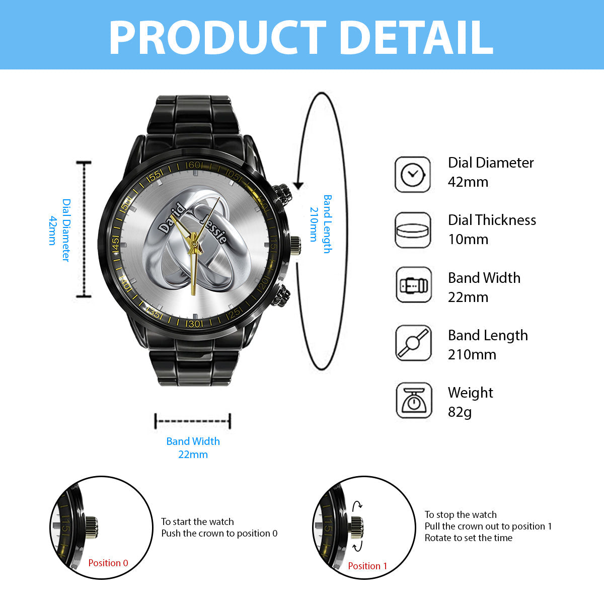 Time Of Love – Personalisiertes Paar-Handuhren-Set