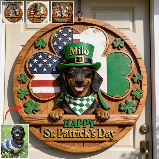 St. Patrick's Day Hund - Personalisiertes Hunde-Holzschild in individueller Form