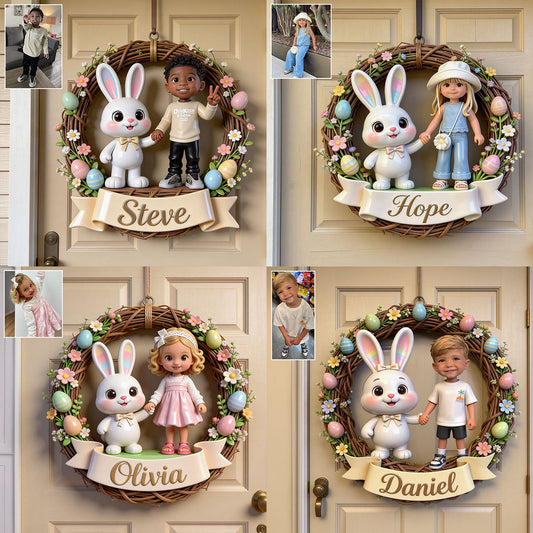 Celebrate Easter's Day - Personalized Kid Custom Shaped Wood Sign