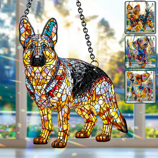 Ich liebe meinen Hund – Personalisierter Hunde-Fensterhänger-Sonnenfänger
