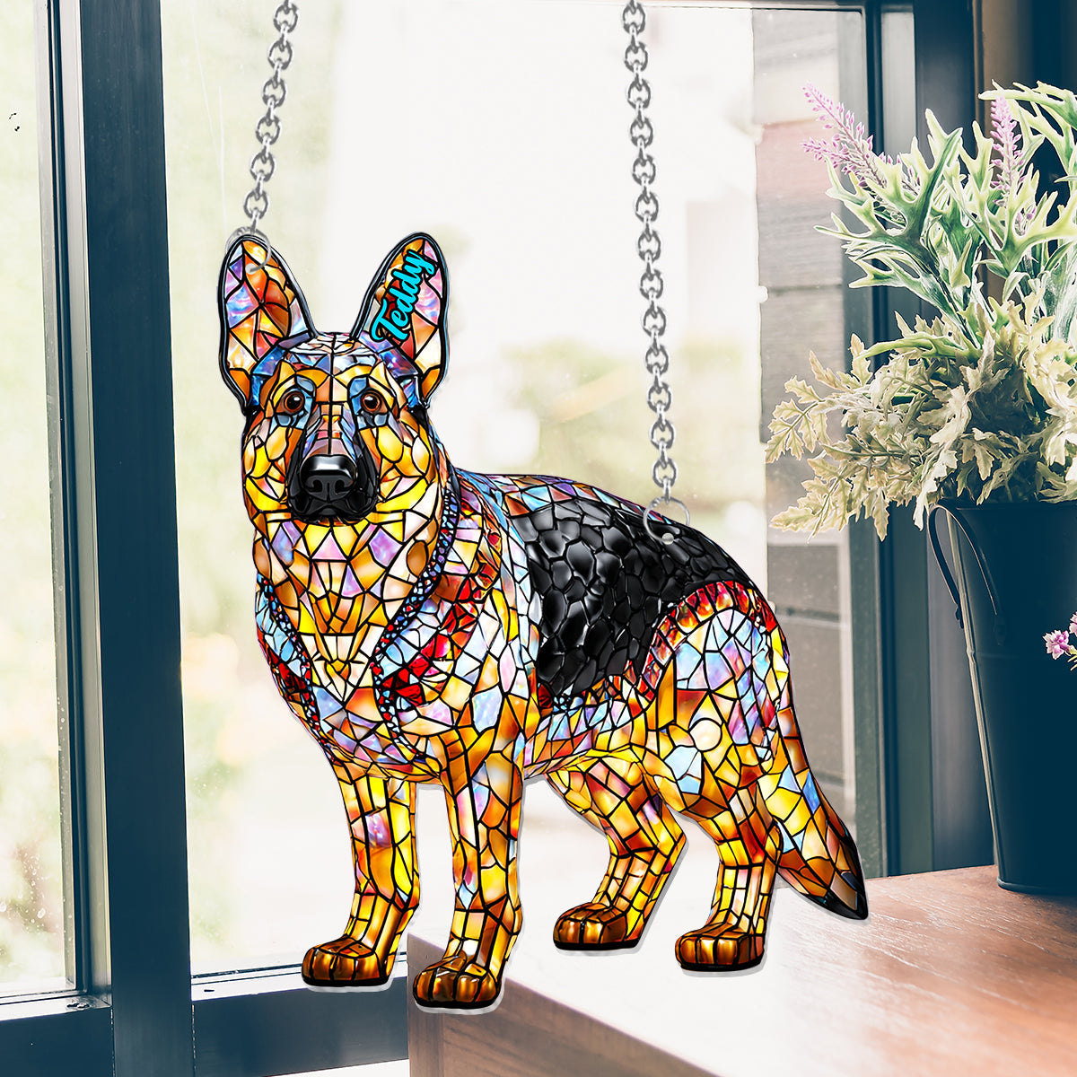 I Love My Dog - Personalized Dog Window Hanging Suncatcher Ornament