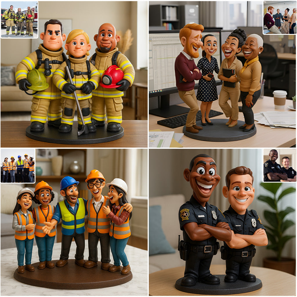 Witziges Geschenk im Karikaturstil – personalisierte Acrylplakette in Sonderform für Kollegen