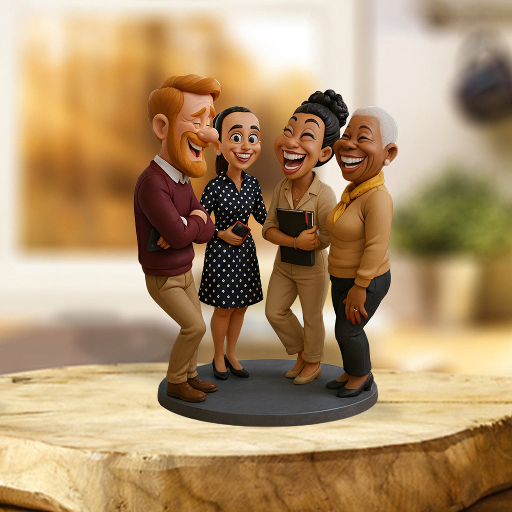 Witziges Geschenk im Karikaturstil – personalisierte Acrylplakette in Sonderform für Kollegen