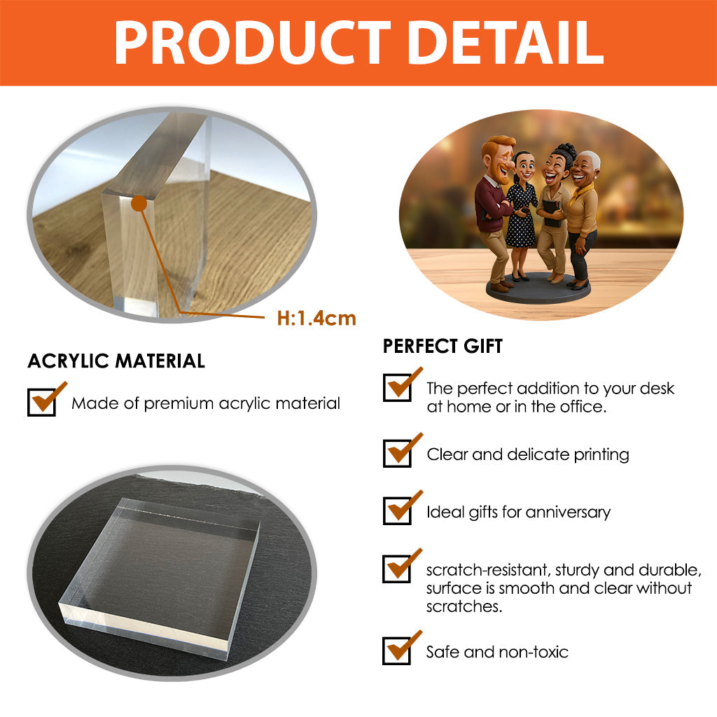 Witziges Geschenk im Karikaturstil – personalisierte Acrylplakette in Sonderform für Kollegen