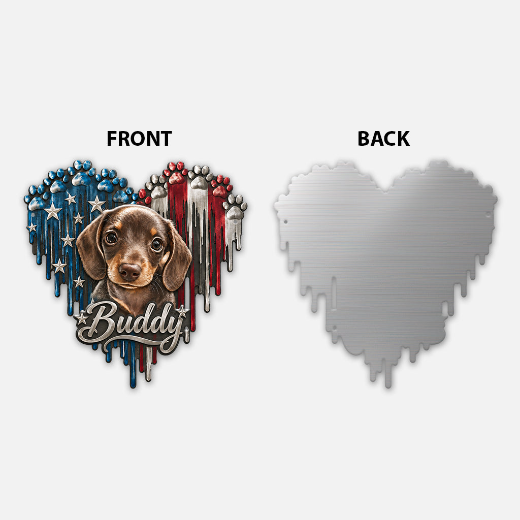Lovely Paws Dripping Heart Cat Dog Pet Lover - Personalized Dog 3D Printed Cut Metal Sign
