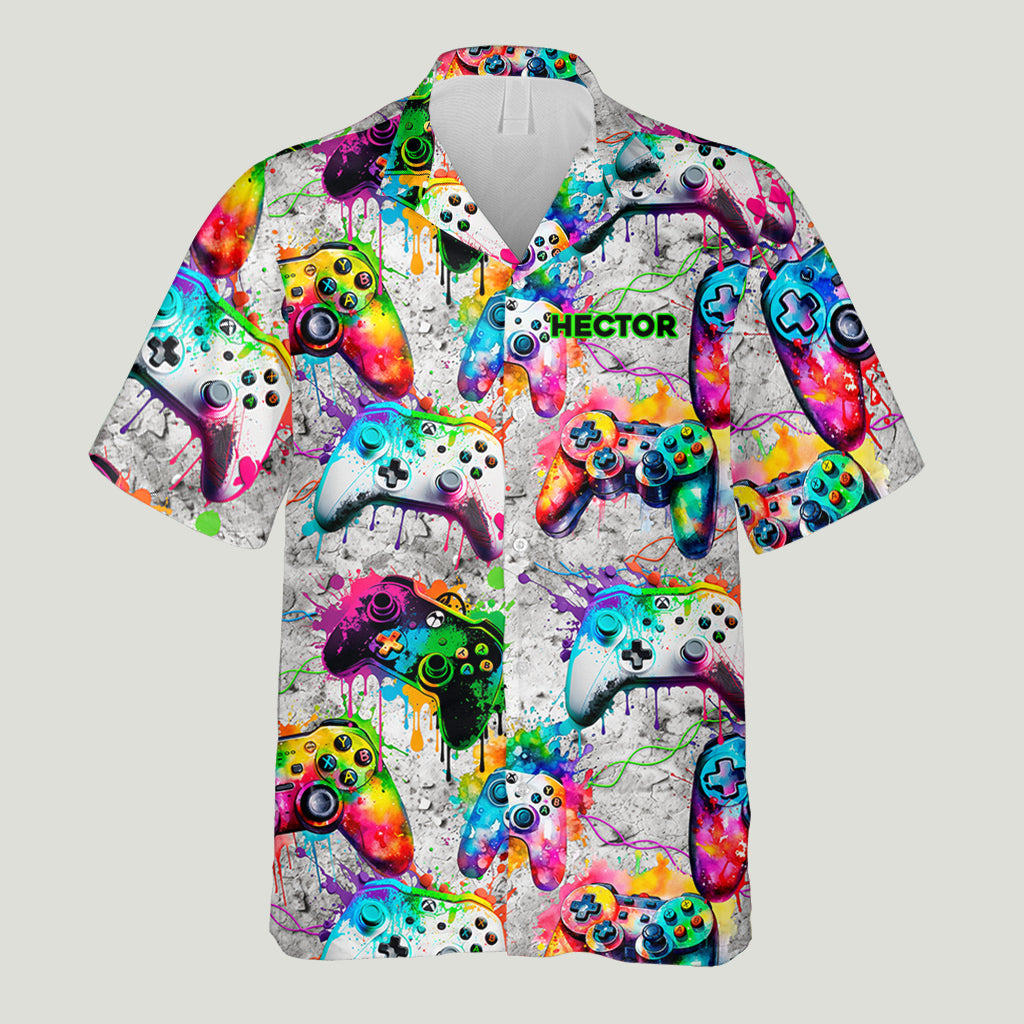 Buntes Gamer-Hawaiihemd – personalisiertes Videospiel-Shirt