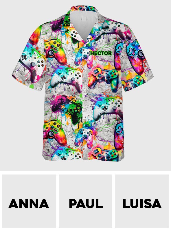 Buntes Gamer-Hawaiihemd – personalisiertes Videospiel-Shirt