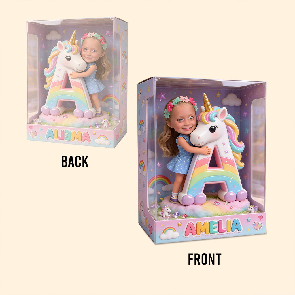 Unicorn Alphabet Letter & Custom Photo - Personalized Kid Custom Shaped Acrylic Plaque