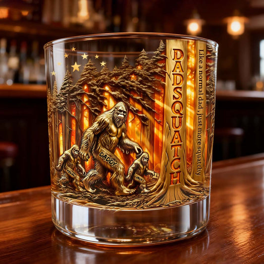 Dadsquatch - Personalisierbares Whiskeyglas für Väter