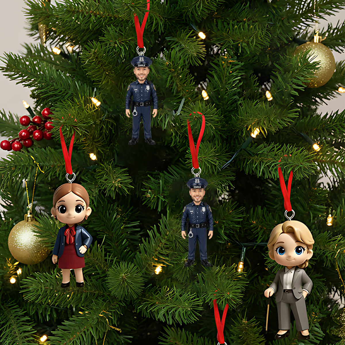 Proud To Be Police Officer - Personalized Police Officer Custom Made 3D Minifigure Ornament
