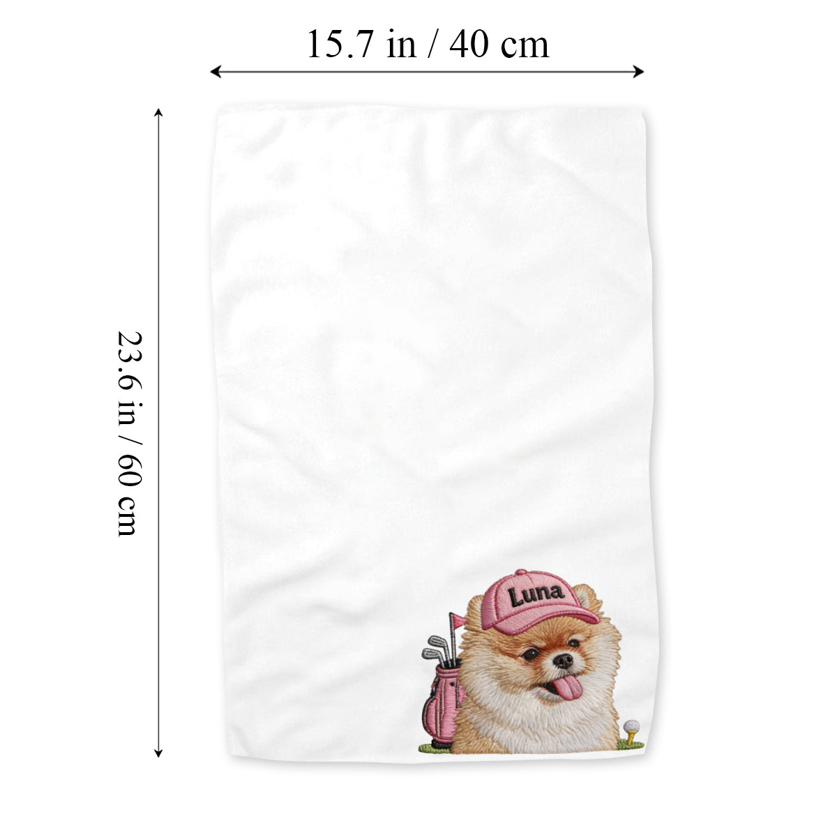 Custom Pet Golf Towel Using Pet Photo & Pet Name - Personalized Golf Towel