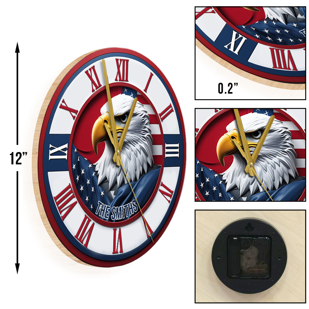 Home Of The Free - Personalisierte Weißkopfseeadler-Wanduhr