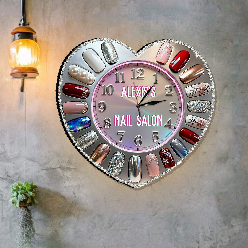 Nail Salon Decor - Personalized Nail Salon LED Light Wall Clock