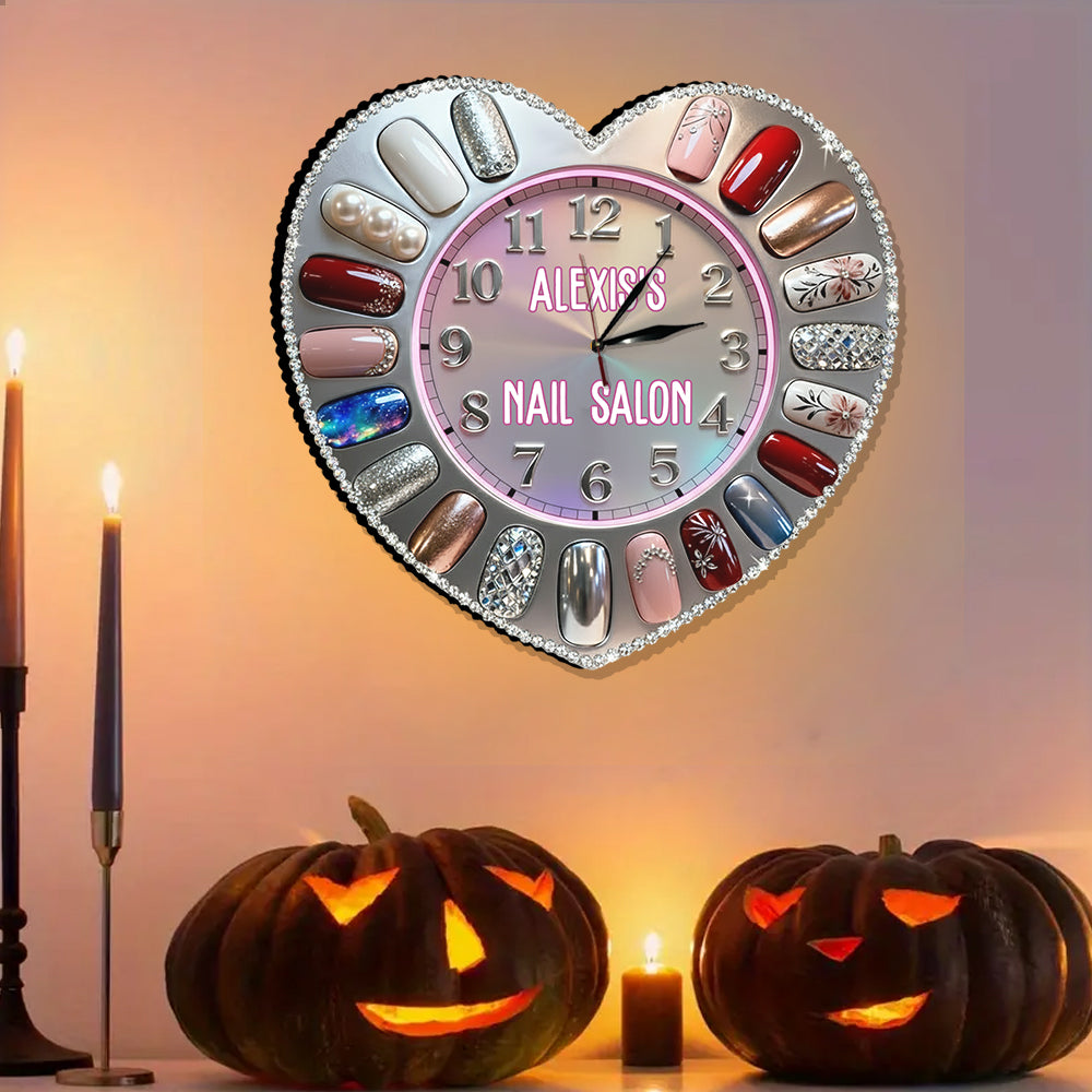 Nail Salon Decor - Personalized Nail Salon LED Light Wall Clock