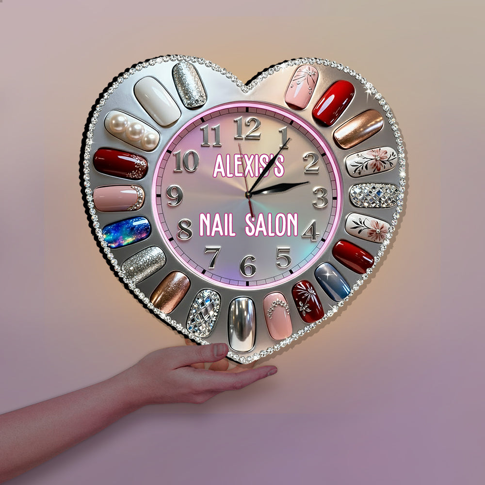 Nail Salon Decor - Personalized Nail Salon LED Light Wall Clock