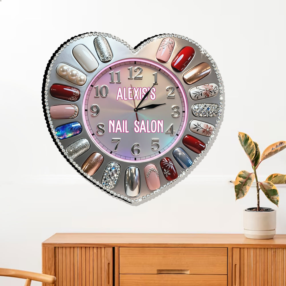 Nail Salon Decor - Personalized Nail Salon LED Light Wall Clock