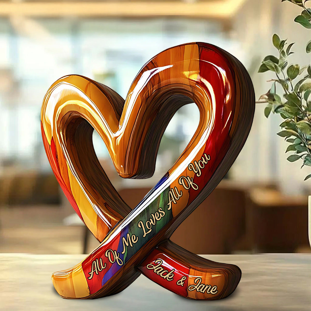 „Du und ich, wir schaffen das“ – personalisierte Holzplakette in individueller Form für Paare