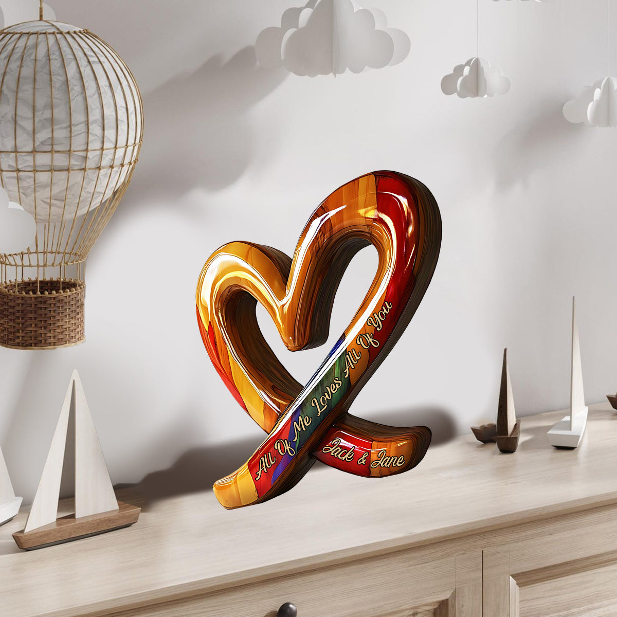 „Du und ich, wir schaffen das“ – personalisierte Holzplakette in individueller Form für Paare