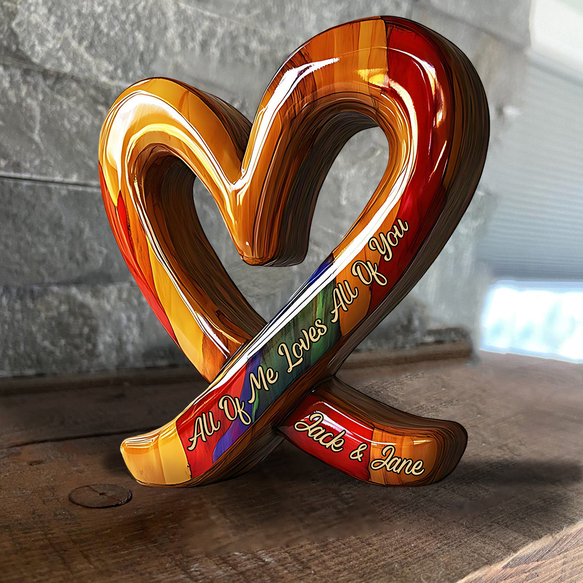 „Du und ich, wir schaffen das“ – personalisierte Holzplakette in individueller Form für Paare