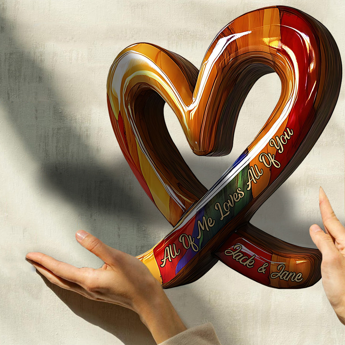 „Du und ich, wir schaffen das“ – personalisierte Holzplakette in individueller Form für Paare