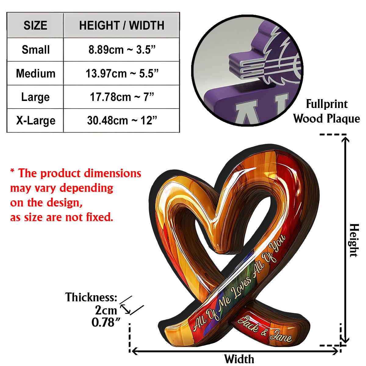 „Du und ich, wir schaffen das“ – personalisierte Holzplakette in individueller Form für Paare