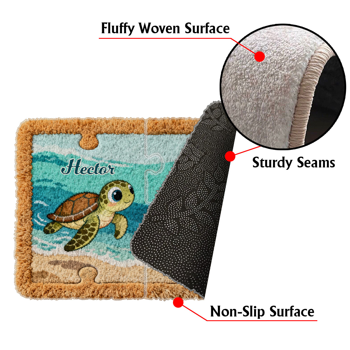 Das perfekte Geschenk für Paare – personalisierter, rutschfester Schildkröten-Teppich