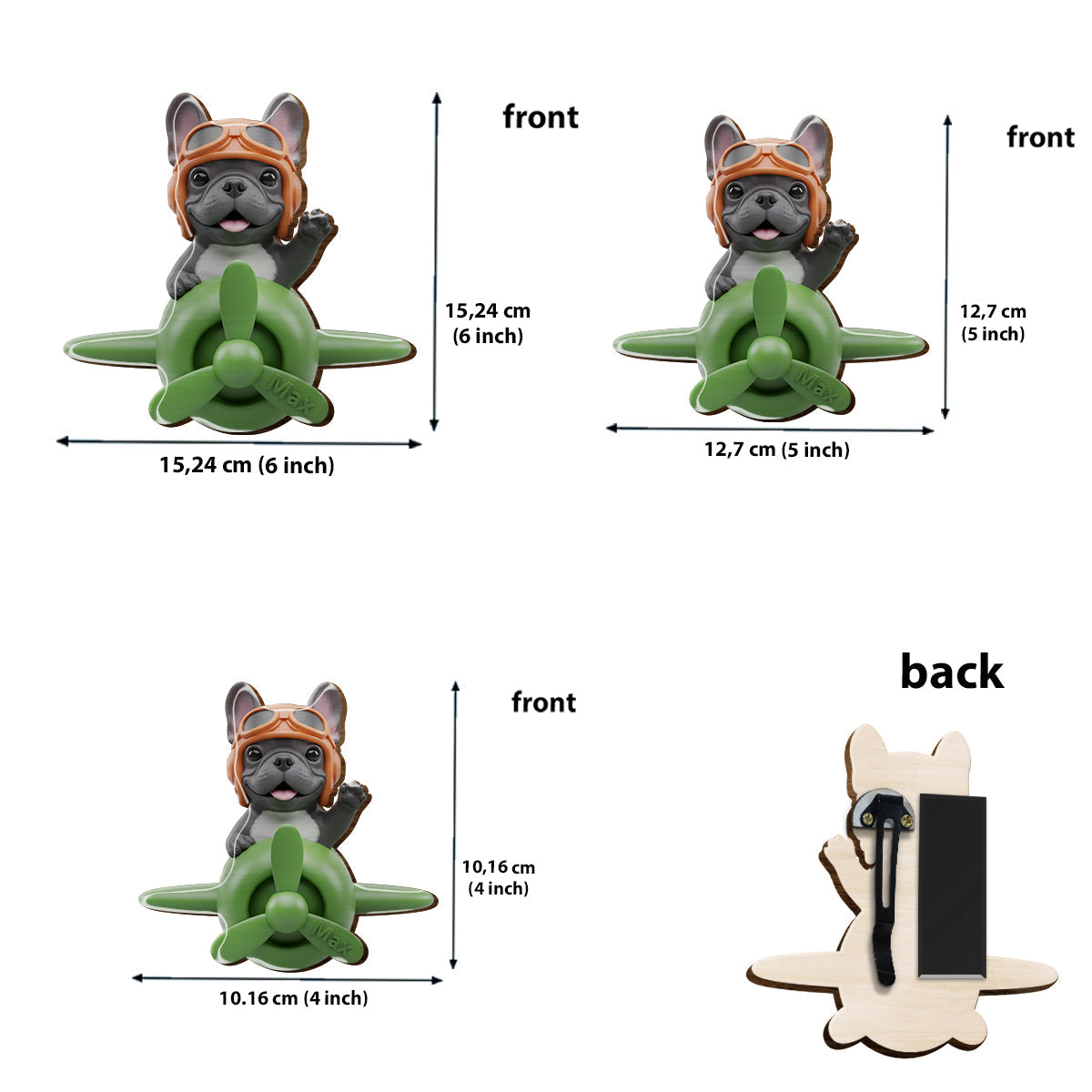 Beliebiges Foto eines fliegenden Flugzeugs – Personalisierter Auto-Sonnenblendenclip in Hundeform