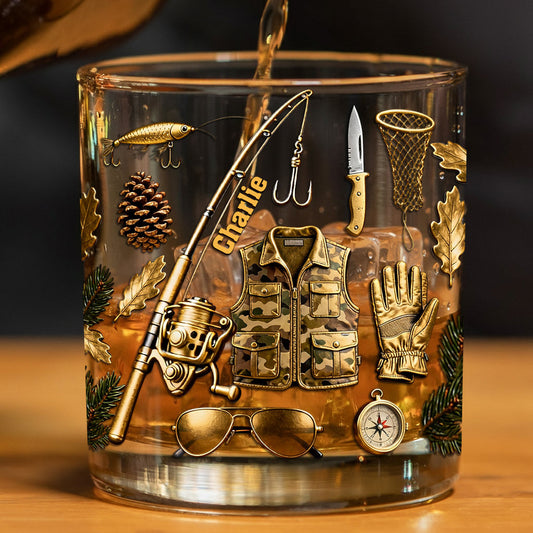 Liebe zum Angeln – personalisiertes Whiskyglas für Angler
