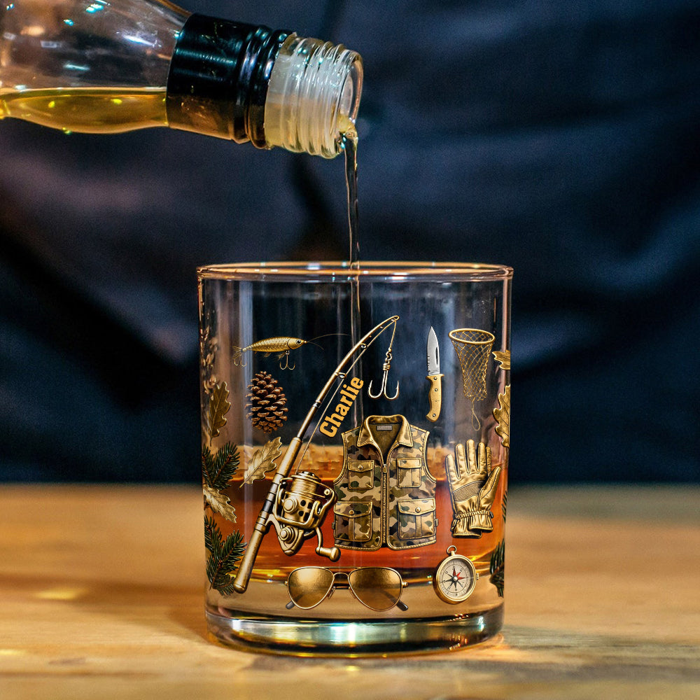Liebe zum Angeln – personalisiertes Whiskyglas für Angler