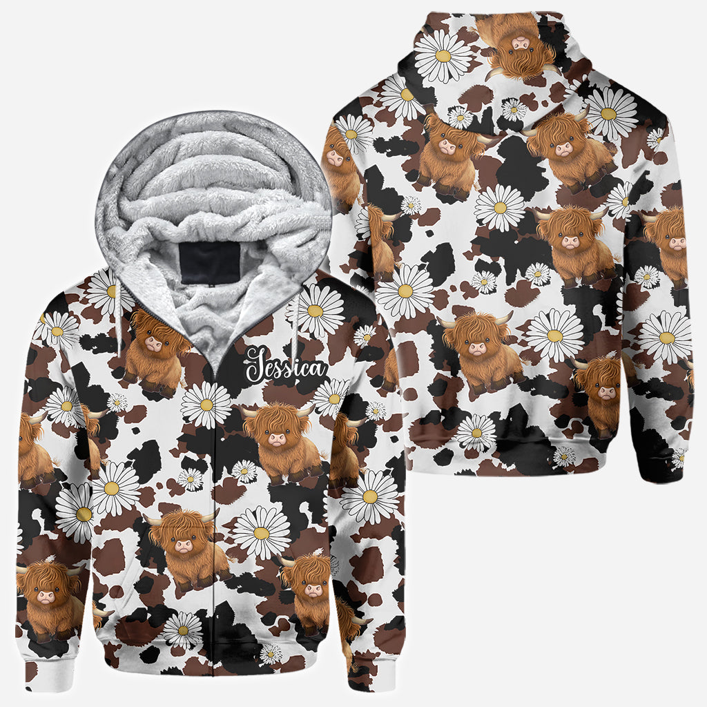 Liebe zum Hochlandrind - Personalisiertes T-Shirt mit Hochlandrind-Print