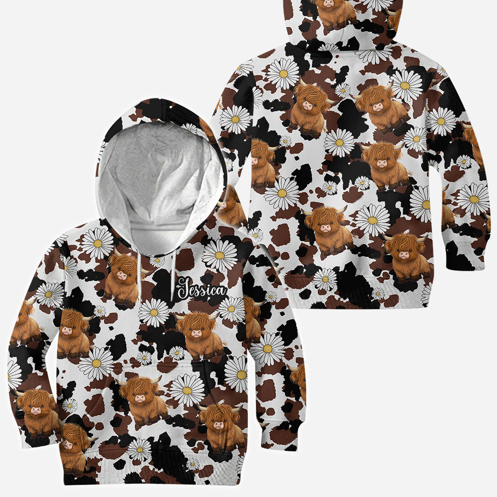 Liebe zum Hochlandrind - Personalisiertes T-Shirt mit Hochlandrind-Print