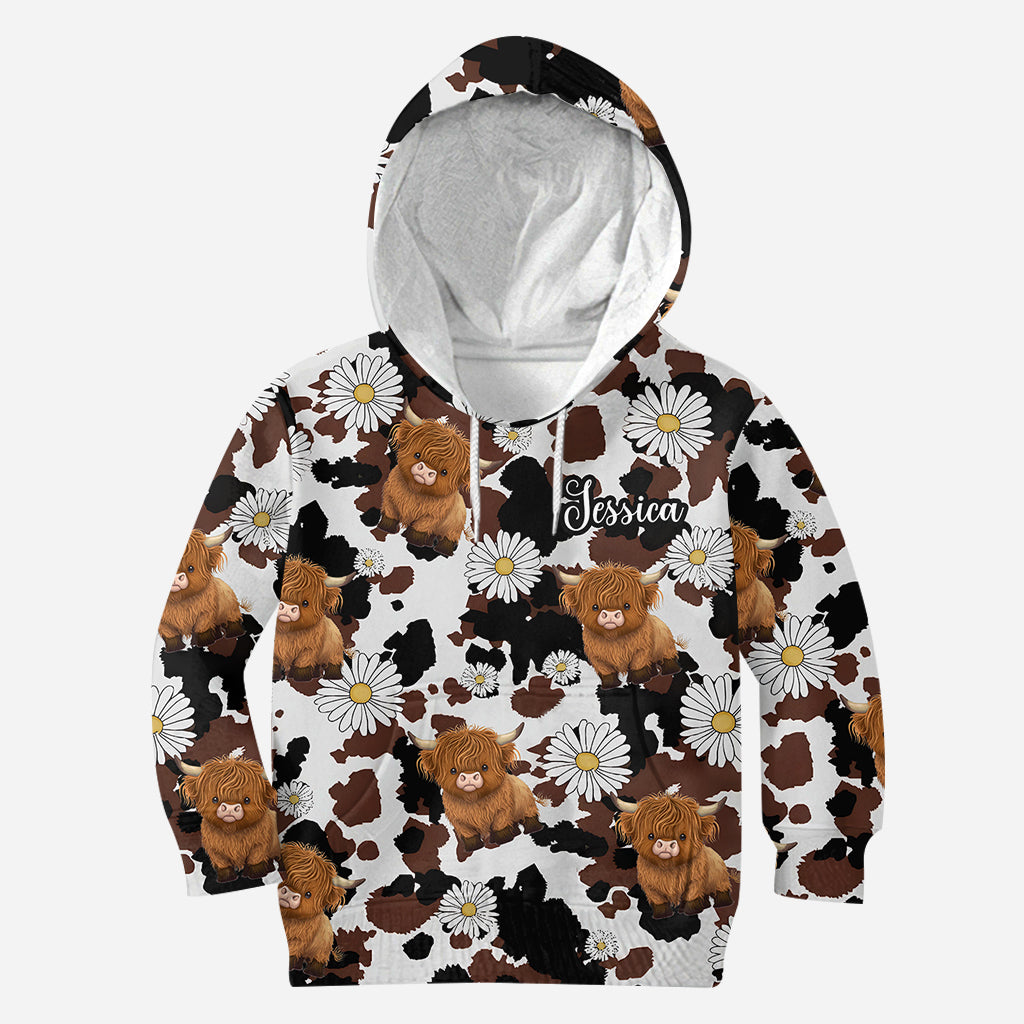 Liebe zum Hochlandrind - Personalisiertes T-Shirt mit Hochlandrind-Print