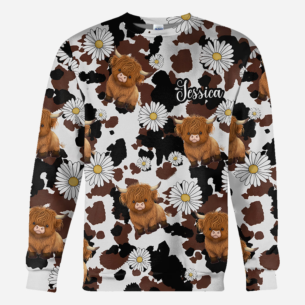 Liebe zum Hochlandrind - Personalisiertes T-Shirt mit Hochlandrind-Print