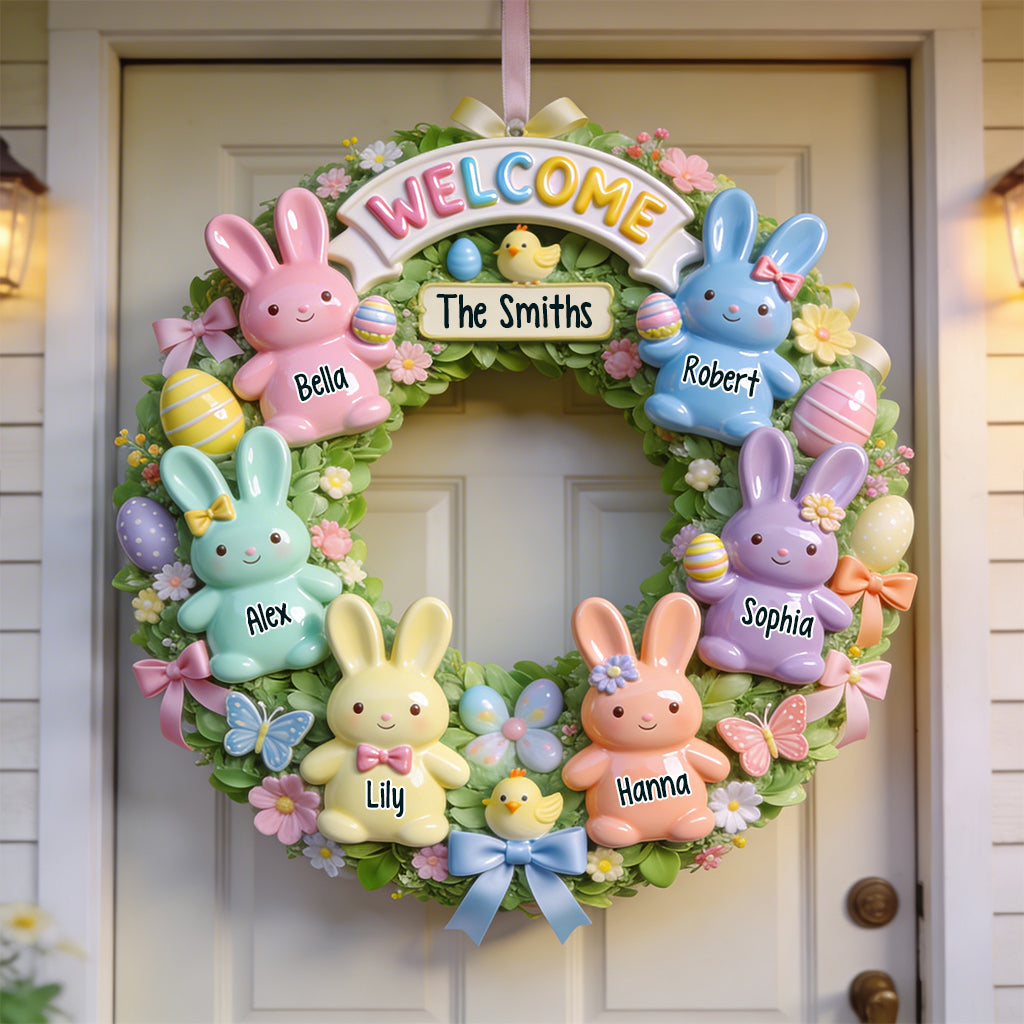 Easter Family - Personalized Family Custom Shaped Wood Sign