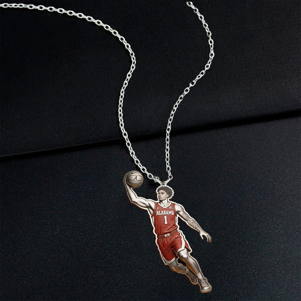 Individuell gestaltbare Halskette mit Basketball-Anhänger aus Metall – nach Foto.