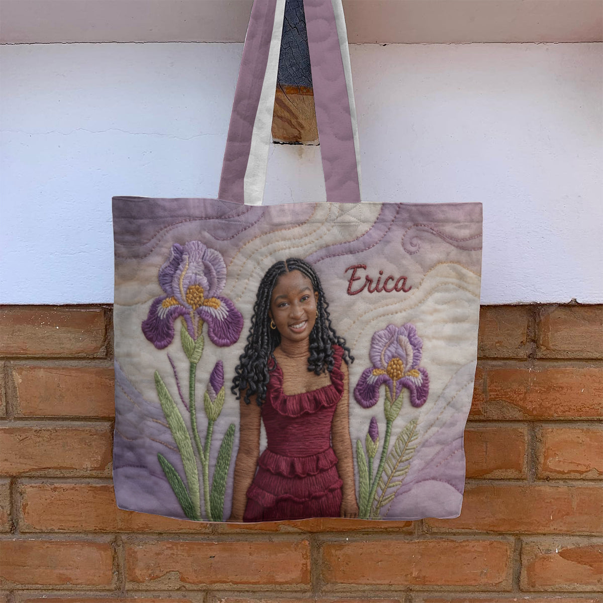 Personalisierte Tragetasche mit Geburtsblume und Foto – Selbstliebe-Stepptasche