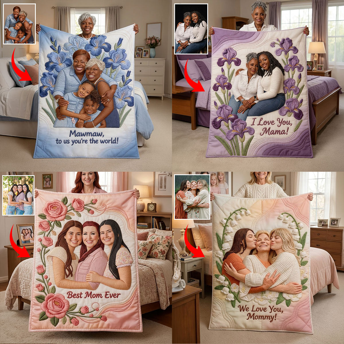 Custom Any Photo Perfect Gift For Mom, Grandma - Personalized Mother Blanket
