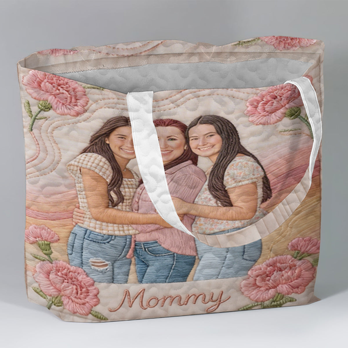 Custom Any Photo Perfect Gift For Mom, Grandma - Personalized Mother Quilted Tote Bag