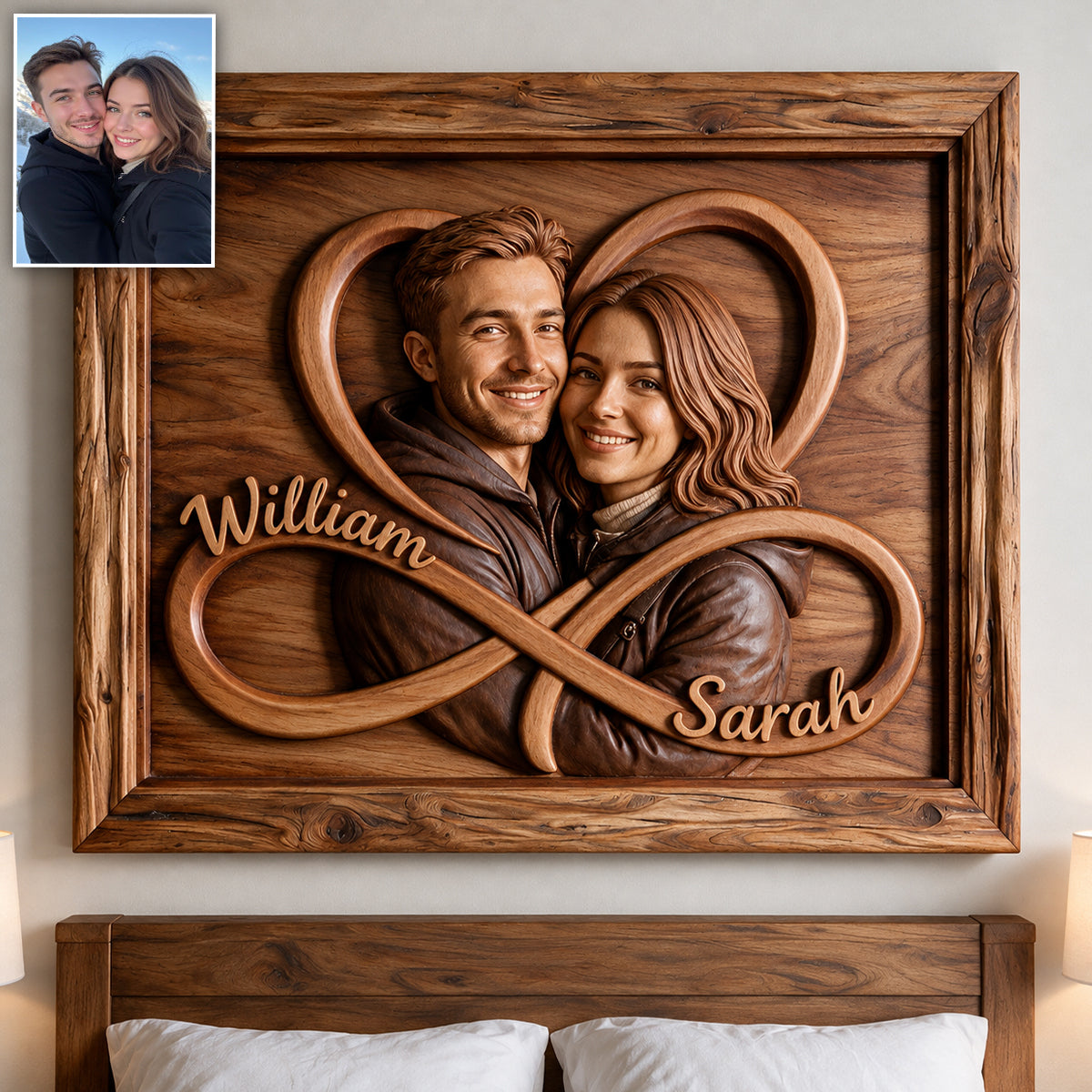 Love You Infinite - Personalized Couple Custom Shaped Wood Sign