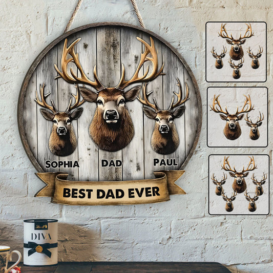 Best Dad Ever Gift For Dad, Grandpa, Uncle,.. - Personalized Hunting Custom Shaped Wood Sign