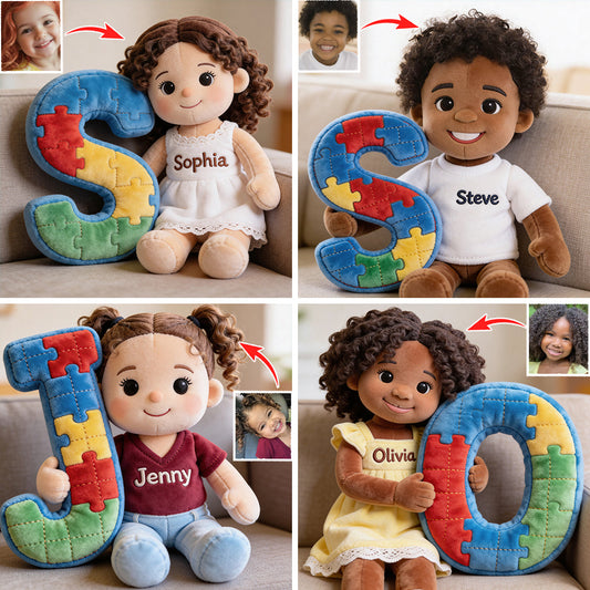 Custom Any Photo - Everyone Communicates Differently - Personalized Autism Awareness Premium Faux Fur Pillow