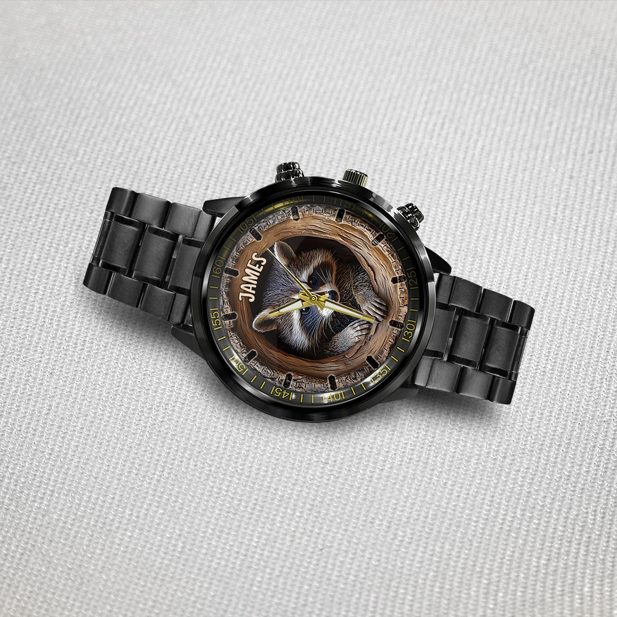 Niedlicher Waschbär – Personalisierte Waschbär-Handuhr