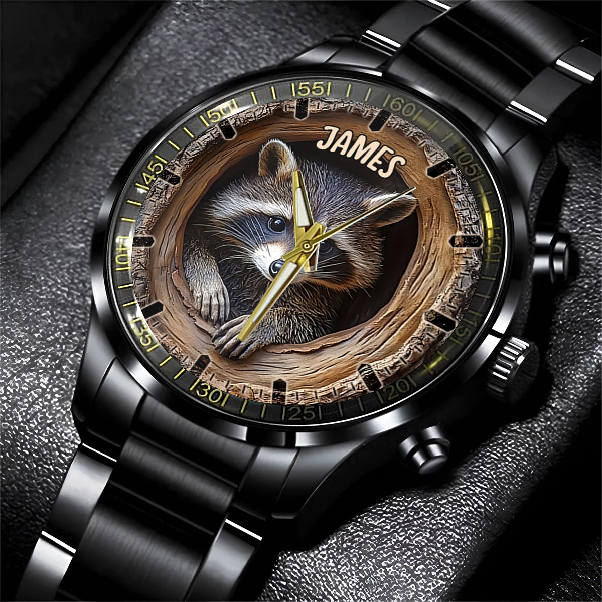 Niedlicher Waschbär – Personalisierte Waschbär-Handuhr