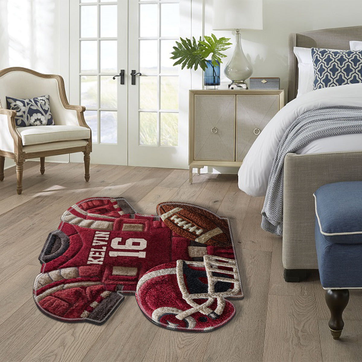 Love Football - Personalized Football Non-Slip Tufted Rug